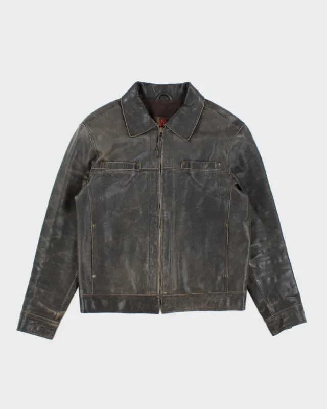 Vintage 90's Danier Burnt Leather Zip Up Jacket - S sold by Rokit