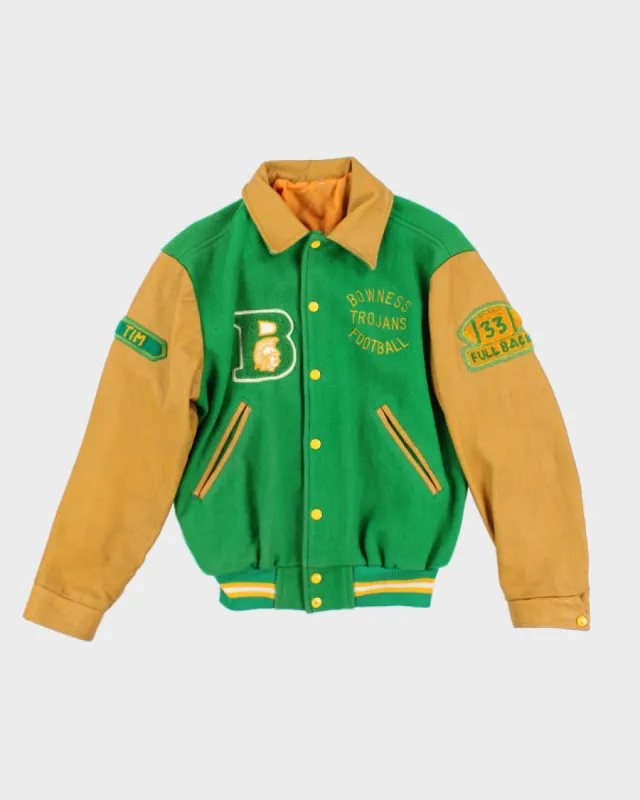 Vintage 80's Embroidered Patched Heavyweight Varsity Jacket - S sold by Rokit