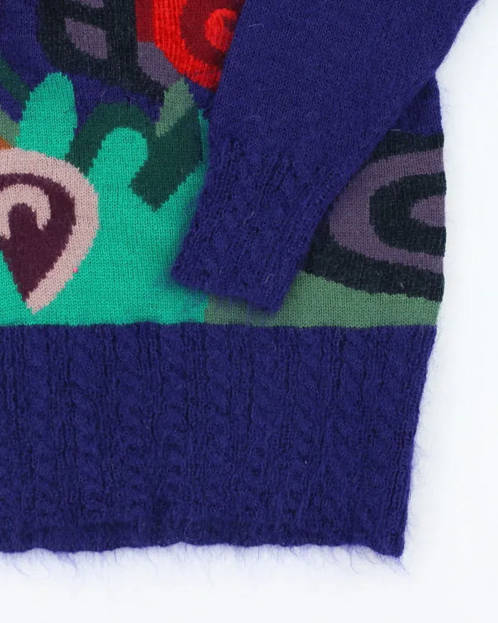 Vintage 80's Multi Coloured Patterned Chunky Knit Jumper - L sold by Rokit product image thumbnail 4