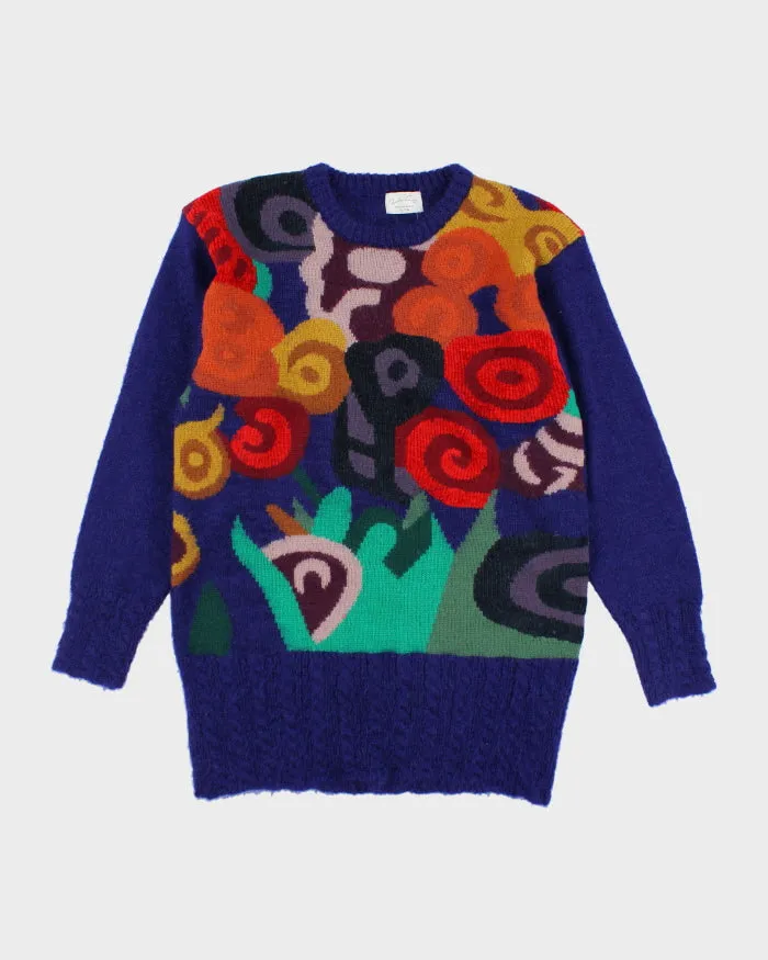 Vintage 80's Multi Coloured Patterned Chunky Knit Jumper - L sold by Rokit