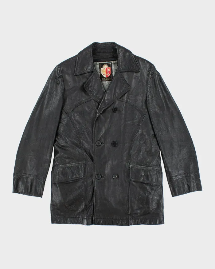 Vintage Black Leather Lined Blazer Jacket - M sold by Rokit