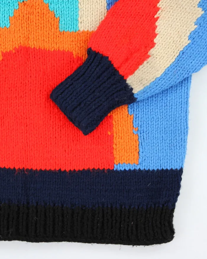 Vintage 80's Wool Blend Chunky Patterned Knit Jumper - L sold by Rokit product image thumbnail 4