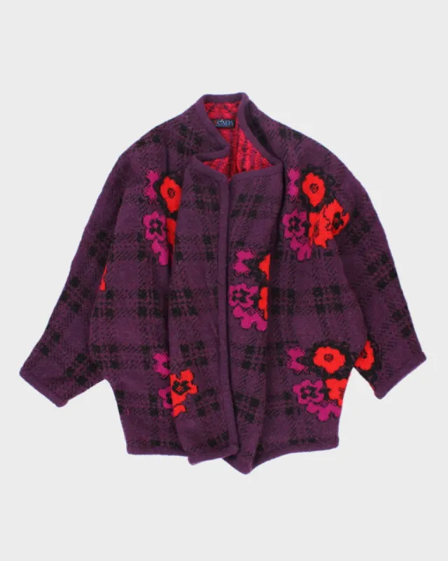 Vintage 90's Chunky Flower Wrap Cardigan - L sold by Rokit
