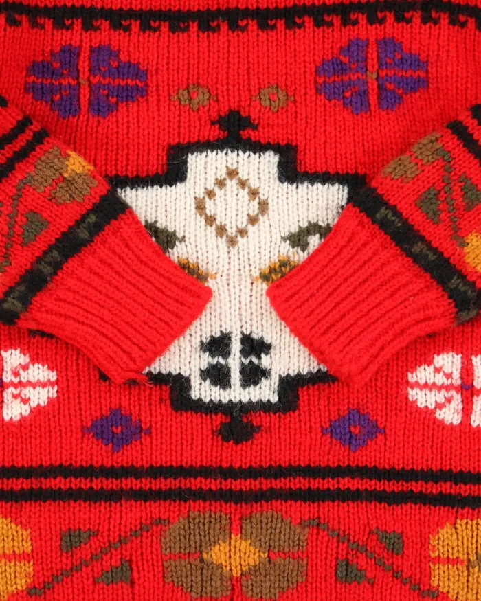 Vintage 90's Heavyweight Patterned Wool Knit Jumper - L sold by Rokit product image thumbnail 5