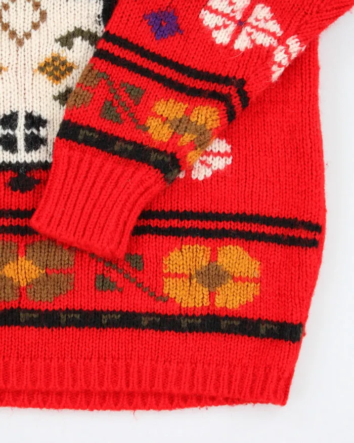 Vintage 90's Heavyweight Patterned Wool Knit Jumper - L sold by Rokit product image thumbnail 4