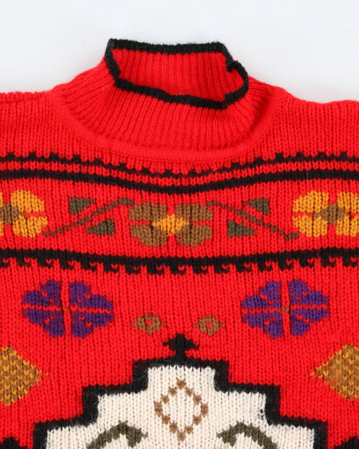 Vintage 90's Heavyweight Patterned Wool Knit Jumper - L sold by Rokit product image thumbnail 3
