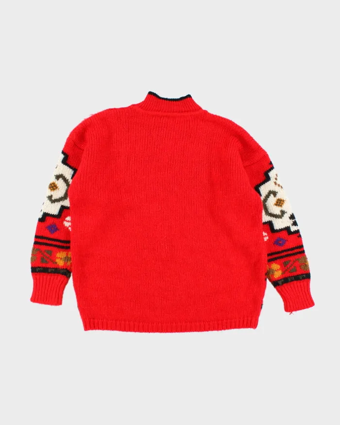 Vintage 90's Heavyweight Patterned Wool Knit Jumper - L sold by Rokit product image thumbnail 2