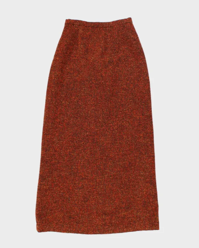 Vintage 1990s Orange Wool Maxi Skirt - XS sold by Rokit