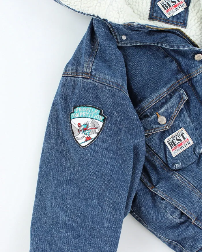 Vintage 90's Heavyweight Denim Hooded Bomber Jacket - M sold by Rokit product image thumbnail 5