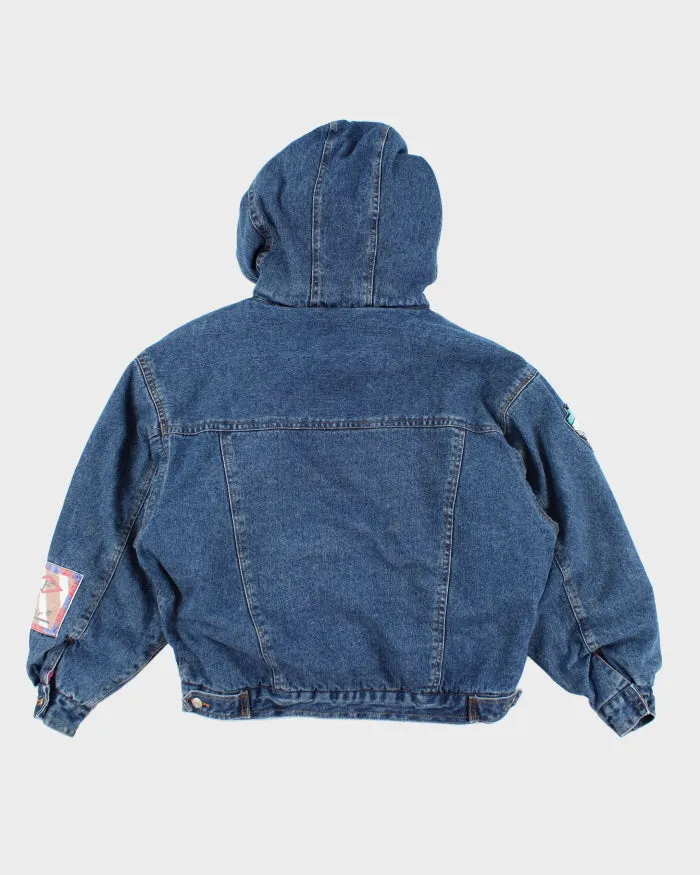 Vintage 90's Heavyweight Denim Hooded Bomber Jacket - M sold by Rokit product image thumbnail 2