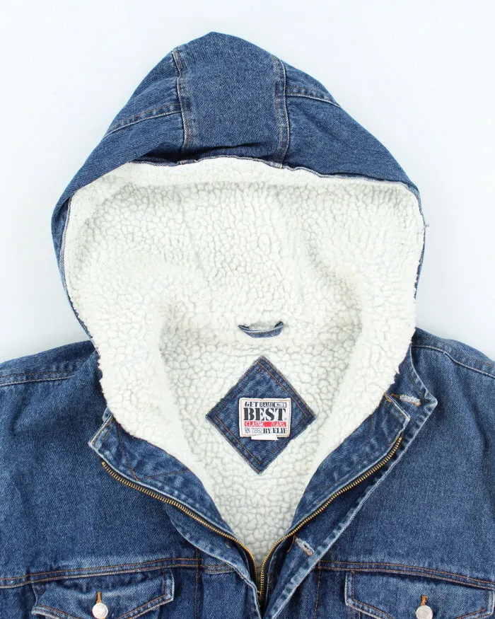 Vintage 90's Heavyweight Denim Hooded Bomber Jacket - M sold by Rokit product image thumbnail 3
