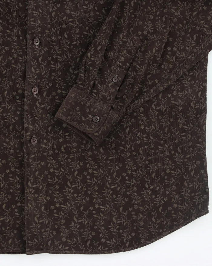 Vintage Pierre Cardin Brown Floral Corduroy Shirt - L sold by Rokit product image thumbnail 4