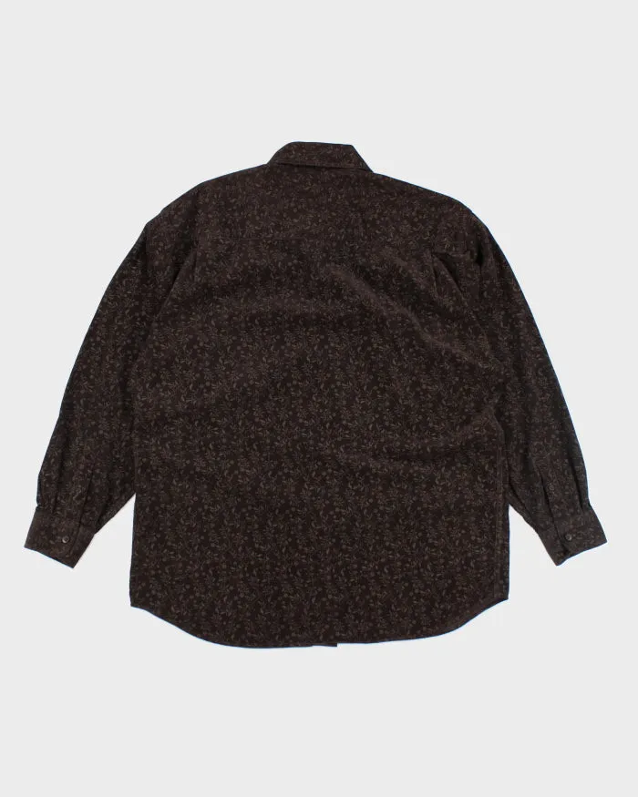 Vintage Pierre Cardin Brown Floral Corduroy Shirt - L sold by Rokit product image thumbnail 2