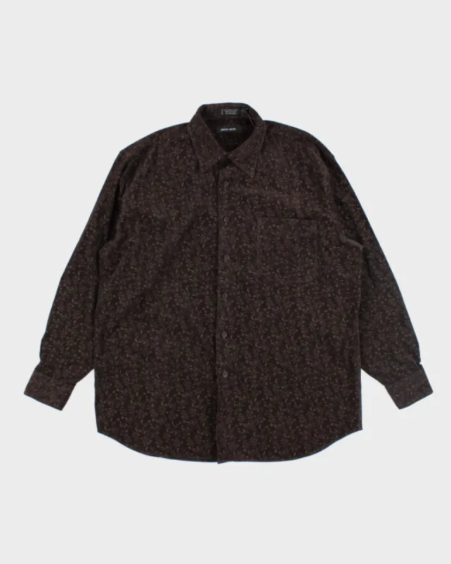Vintage Pierre Cardin Brown Floral Corduroy Shirt - L sold by Rokit