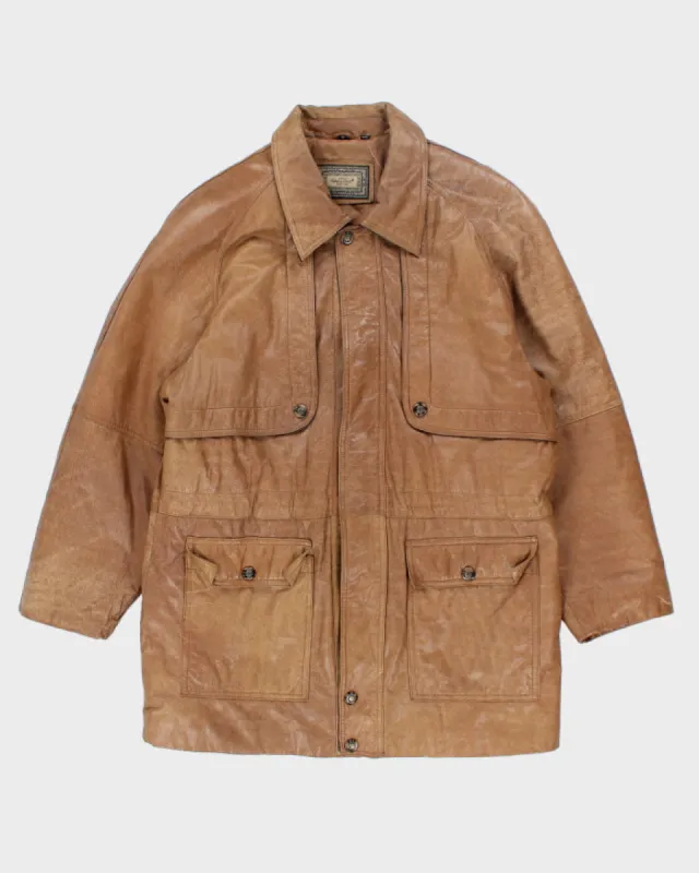 Vintage 80's Heavyweight Button Up Leather Jacket - M sold by Rokit