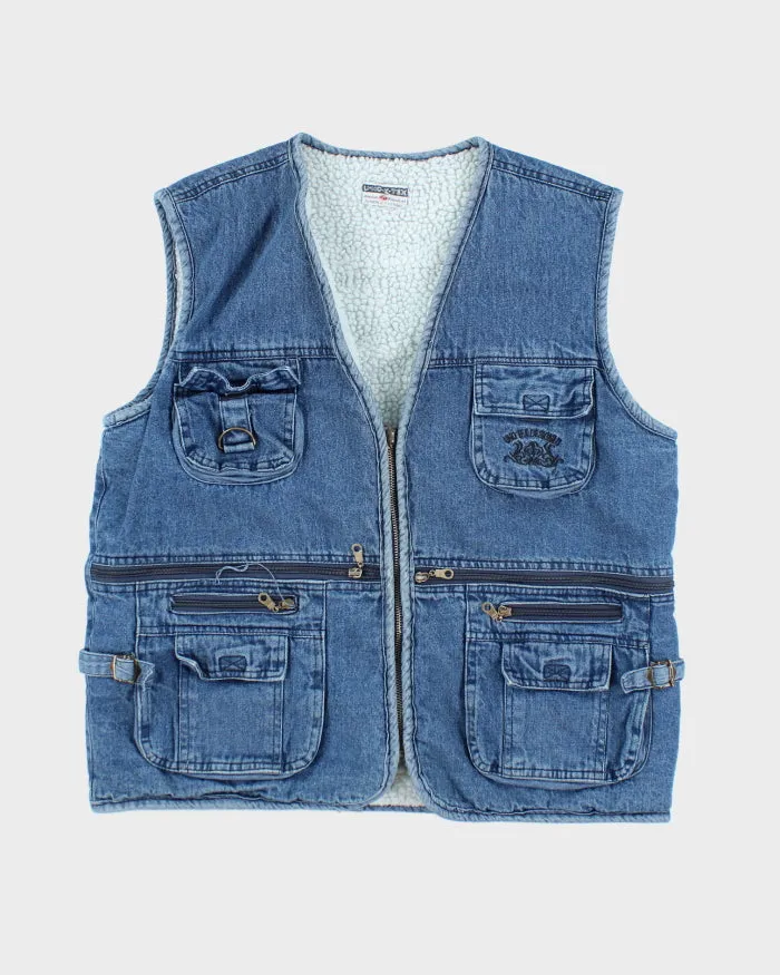 Vintage 90's Multi Pocket Lined Denim Gilet - L sold by Rokit