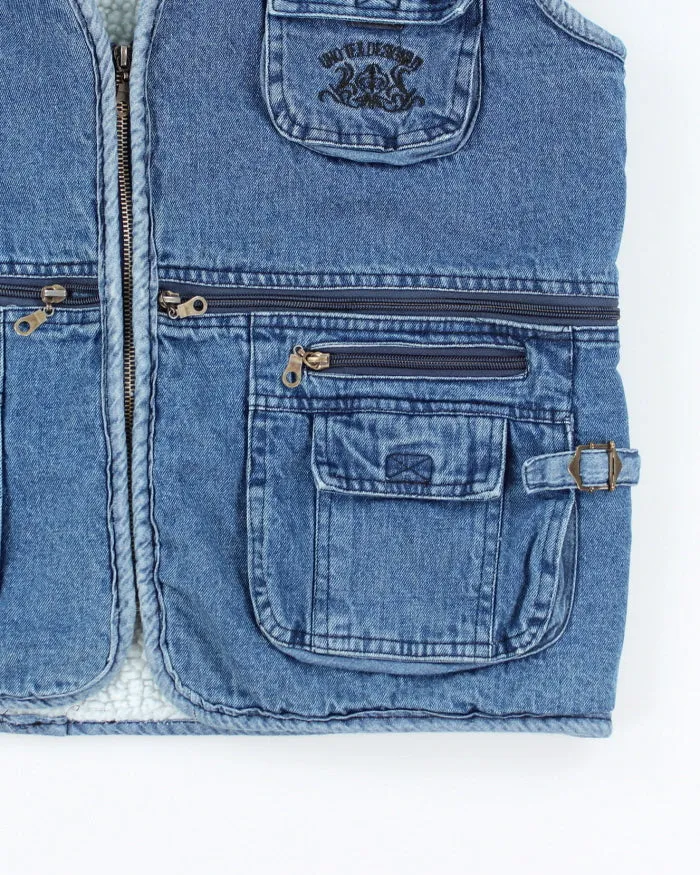 Vintage 90's Multi Pocket Lined Denim Gilet - L sold by Rokit product image thumbnail 4