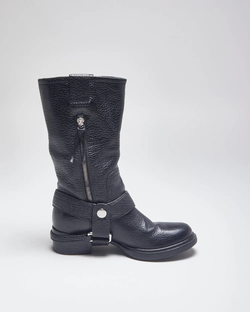 Miu miu Black Leather Biker Boots - UK4 sold by Rokit product image thumbnail 2