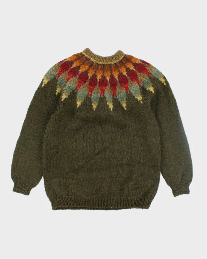 Vintage Heavyweight Patterned Wool Chunky Knit Jumper - L sold by Rokit product image thumbnail 2