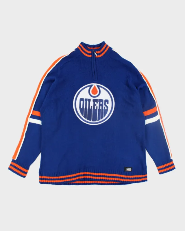 Vintage Edmonton Oilers NHL Quarter Zip Knit Jumper - XXL sold by Rokit