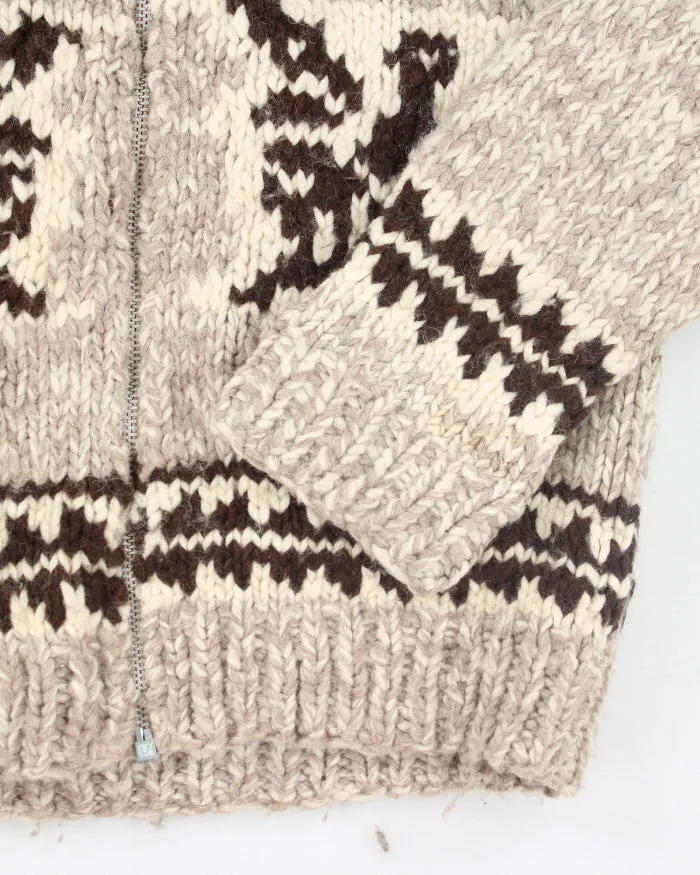 Vintage 80's Heavyweight Wool Cowichan Knit Zip Cardigan - L sold by Rokit product image thumbnail 4