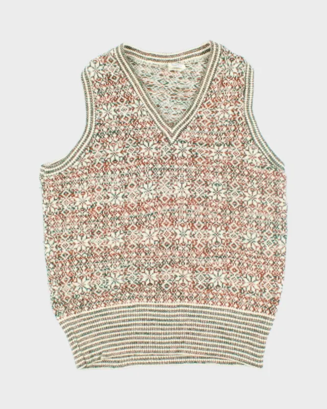 Vintage Caldwell Patterned V-Neck Tank Knit Jumper - M sold by Rokit