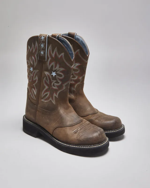 Vintage Ariat Brown Leather Cowboy Boots - UK 6 sold by Rokit