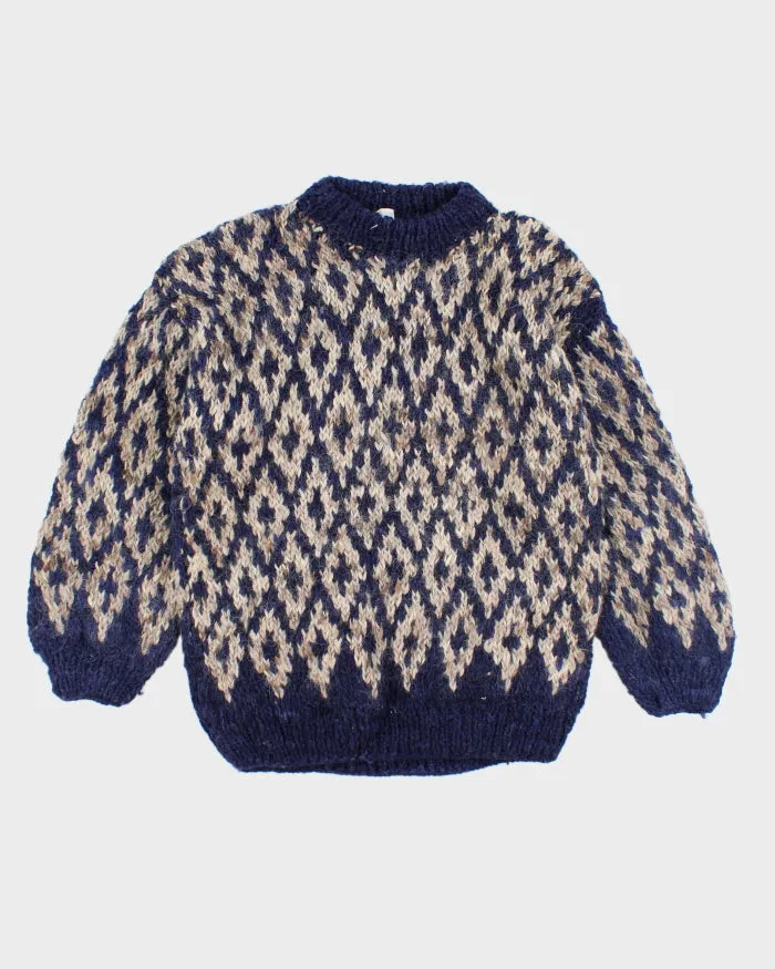 Vintage 90's Patterned Chunky Knit Jumper - L sold by Rokit