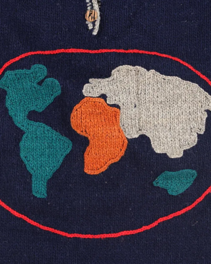 Vintage 90's Heavyweight Global Patch Chunky Knit Jumper - L sold by Rokit product image thumbnail 4