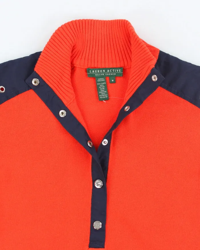 Vintage Ralph Lauren Orange Half Button-up Jumper - M sold by Rokit product image thumbnail 3
