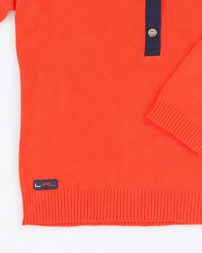 Vintage Ralph Lauren Orange Half Button-up Jumper - M sold by Rokit product image thumbnail 4