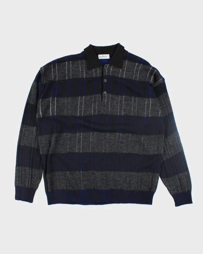 Vintage Leo Rossi Striped Merino Blend Collared Knit Jumper - XL sold by Rokit