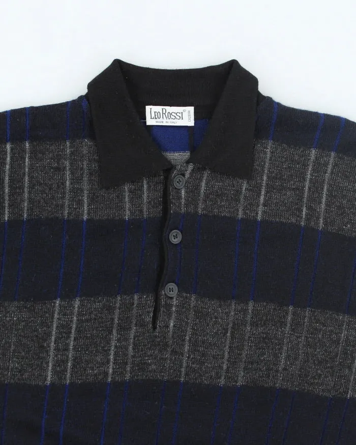Vintage Leo Rossi Striped Merino Blend Collared Knit Jumper - XL sold by Rokit product image thumbnail 3