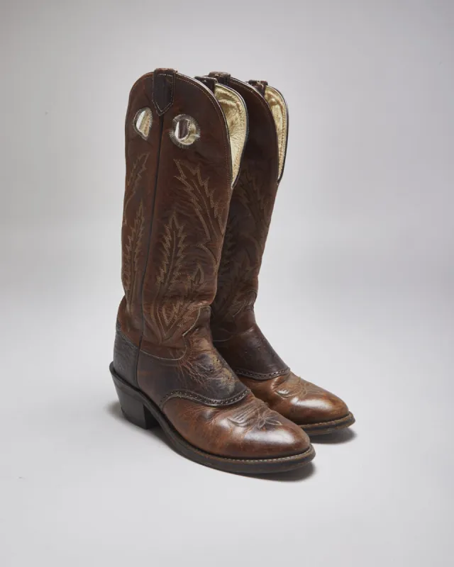 Vintage Leather Tall Cowboy Boots - UK 9 sold by Rokit