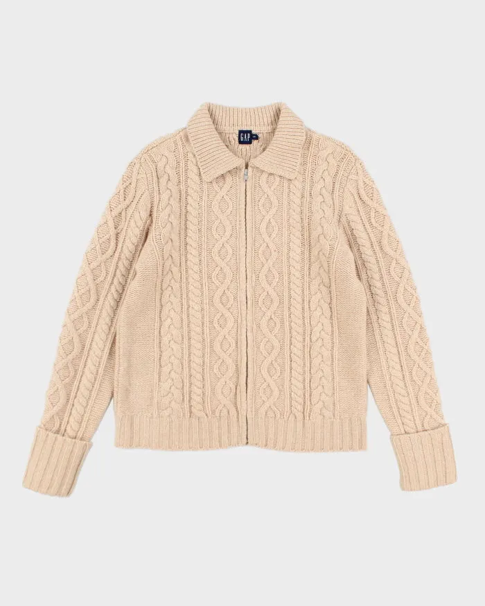 Vintage Gap Lambswool Cable Knit Zip-up - L sold by Rokit