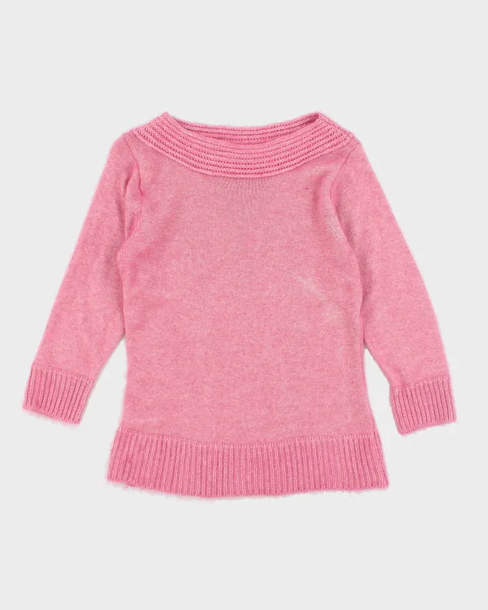 Vintage Elle Angora Blend Pink Knit Jumper - S sold by Rokit