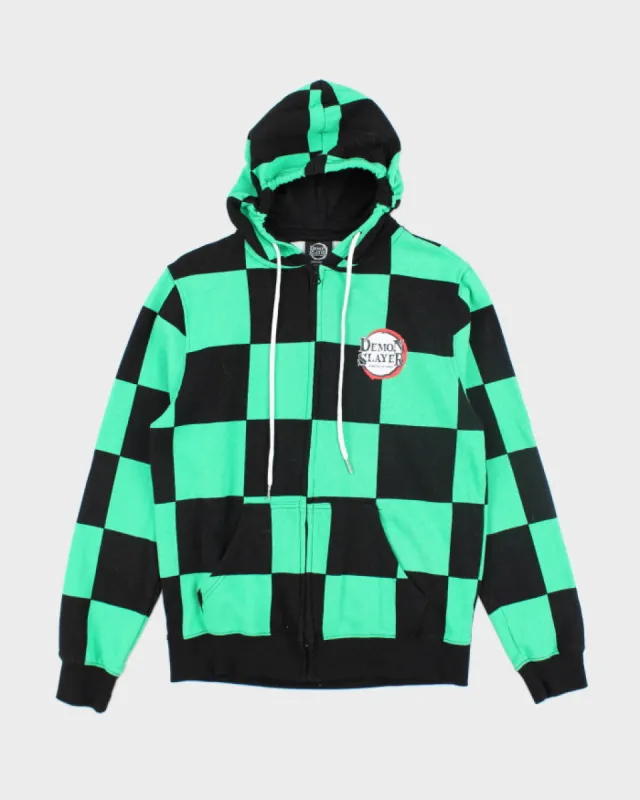 Vintage Y2K Demon Slayer Anime Checked Zip Up Hoodie - M sold by Rokit