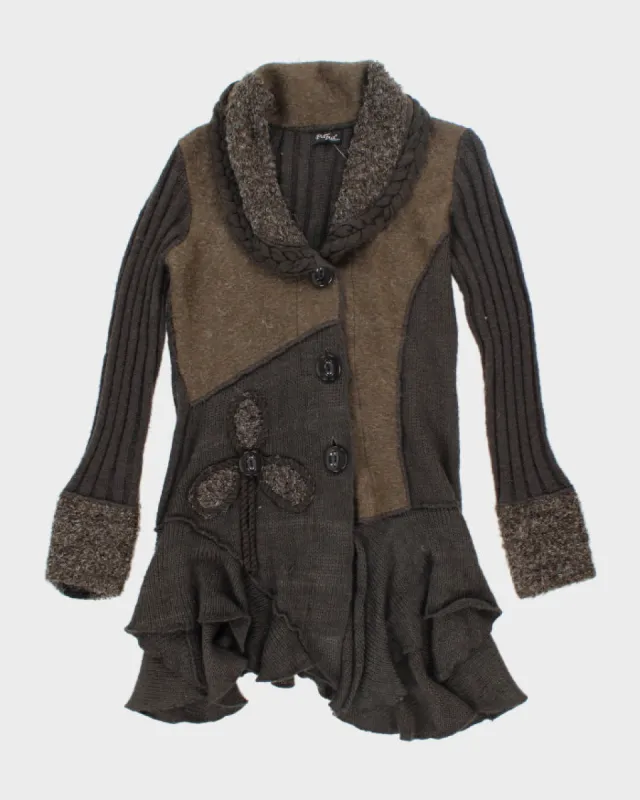 Y2k 00s Papa Brown Mohair & Wool Blend Cardigan - M sold by Rokit