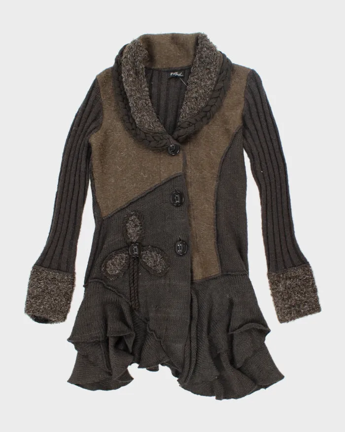 Y2k 00s Papa Brown Mohair & Wool Blend Cardigan - M sold by Rokit