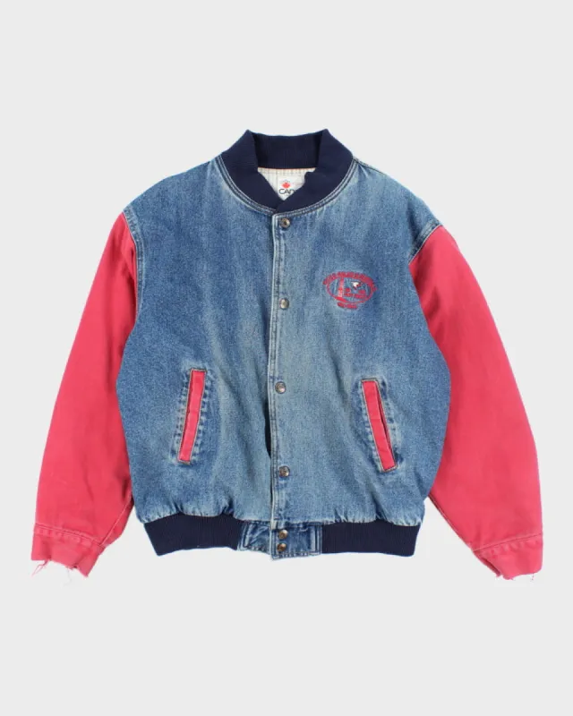 Vintage 90's Embroidered Denim Bomber Jacket - M sold by Rokit