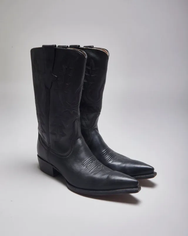 Vintage Zodiac Black Leather Cowboy Boots - UK 11 sold by Rokit