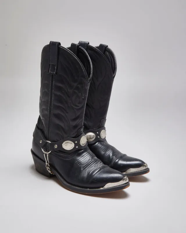 Vintage Black Leather Cowboy Boots - UK 7 sold by Rokit