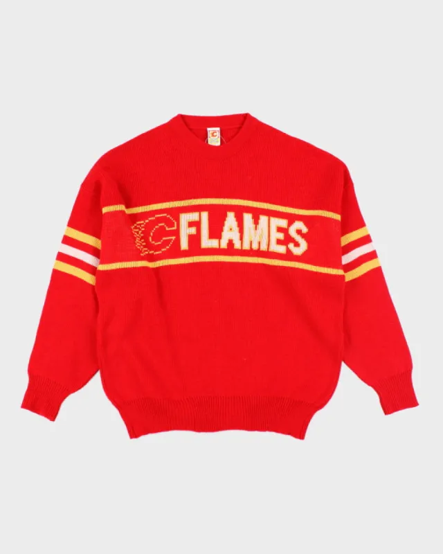 Vintage 90's Calgary Flames Printed Knit Jumper - L sold by Rokit
