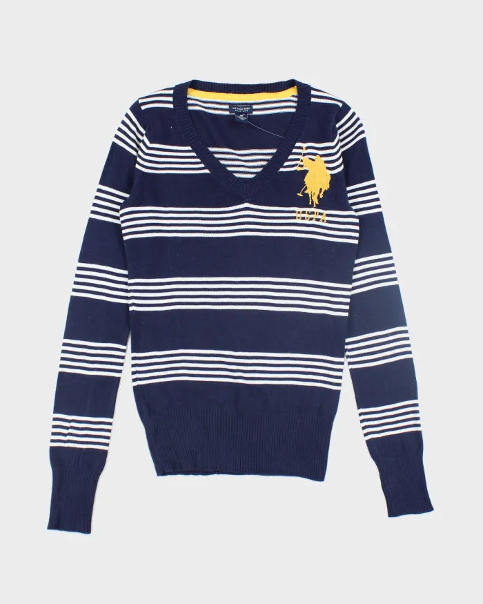 Vintage US Polo Assassin V-Neck Embroidered Knit Jumper - S sold by Rokit