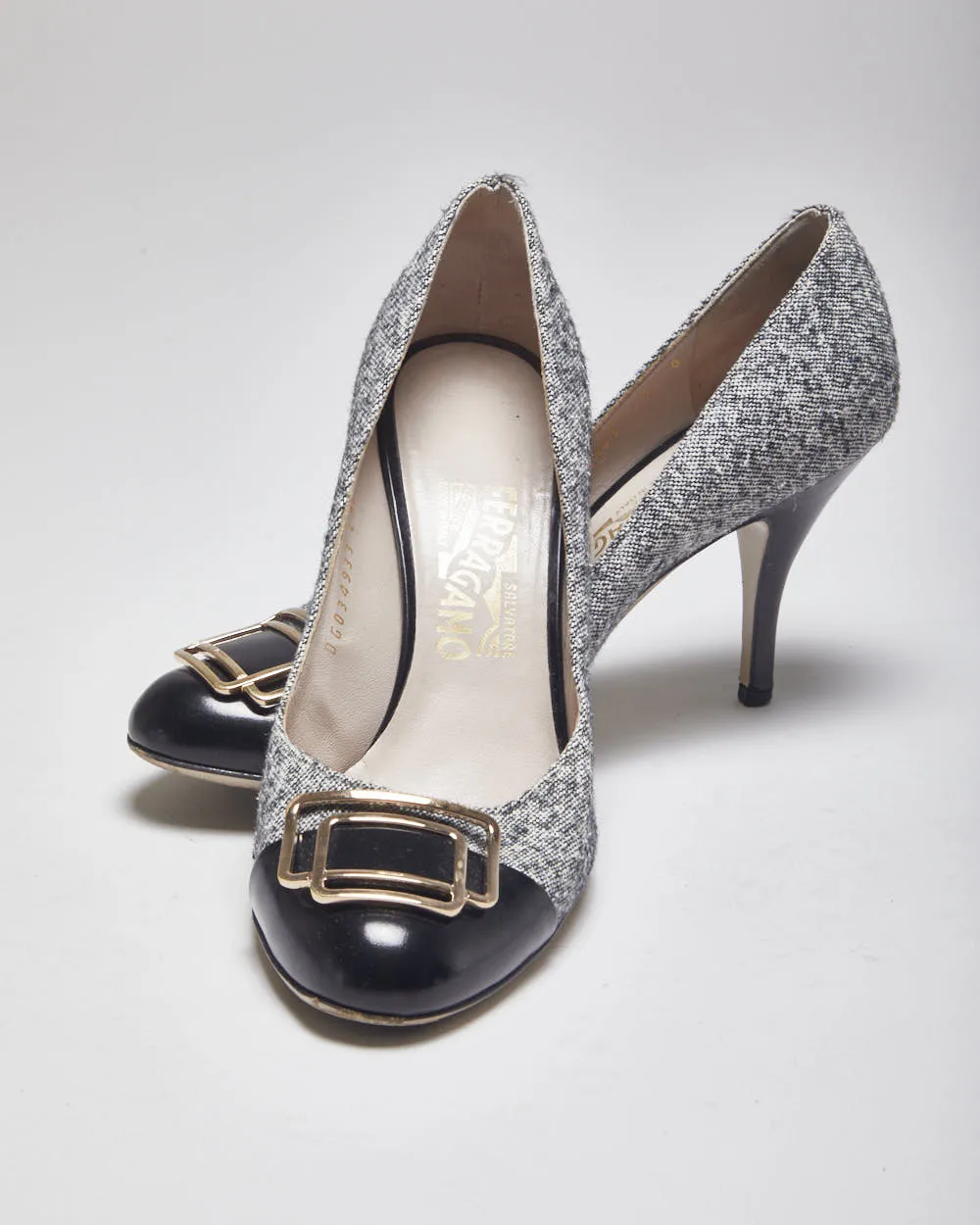 Salvatore Ferragamo Black & Grey Heels - UK6 sold by Rokit product image thumbnail 5