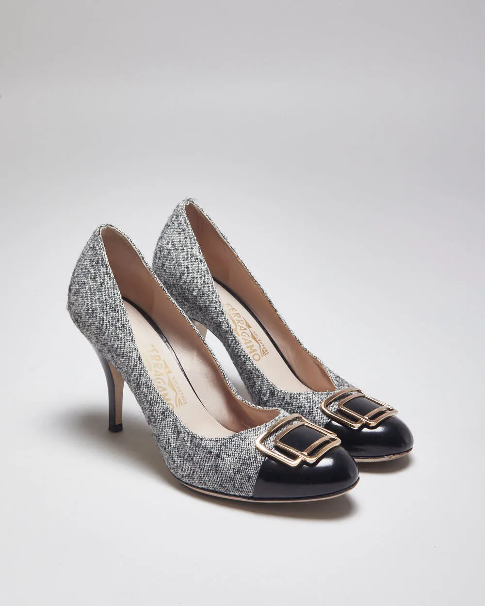 Salvatore Ferragamo Black & Grey Heels - UK6 sold by Rokit