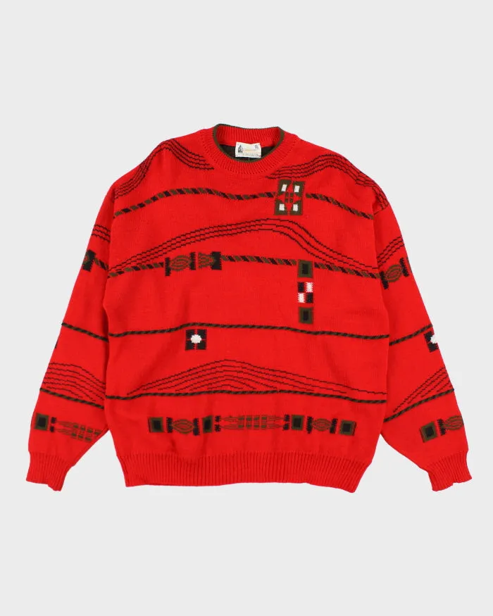 Vintage 90's London Fog Chunky Patterned Knit Jumper - XL sold by Rokit