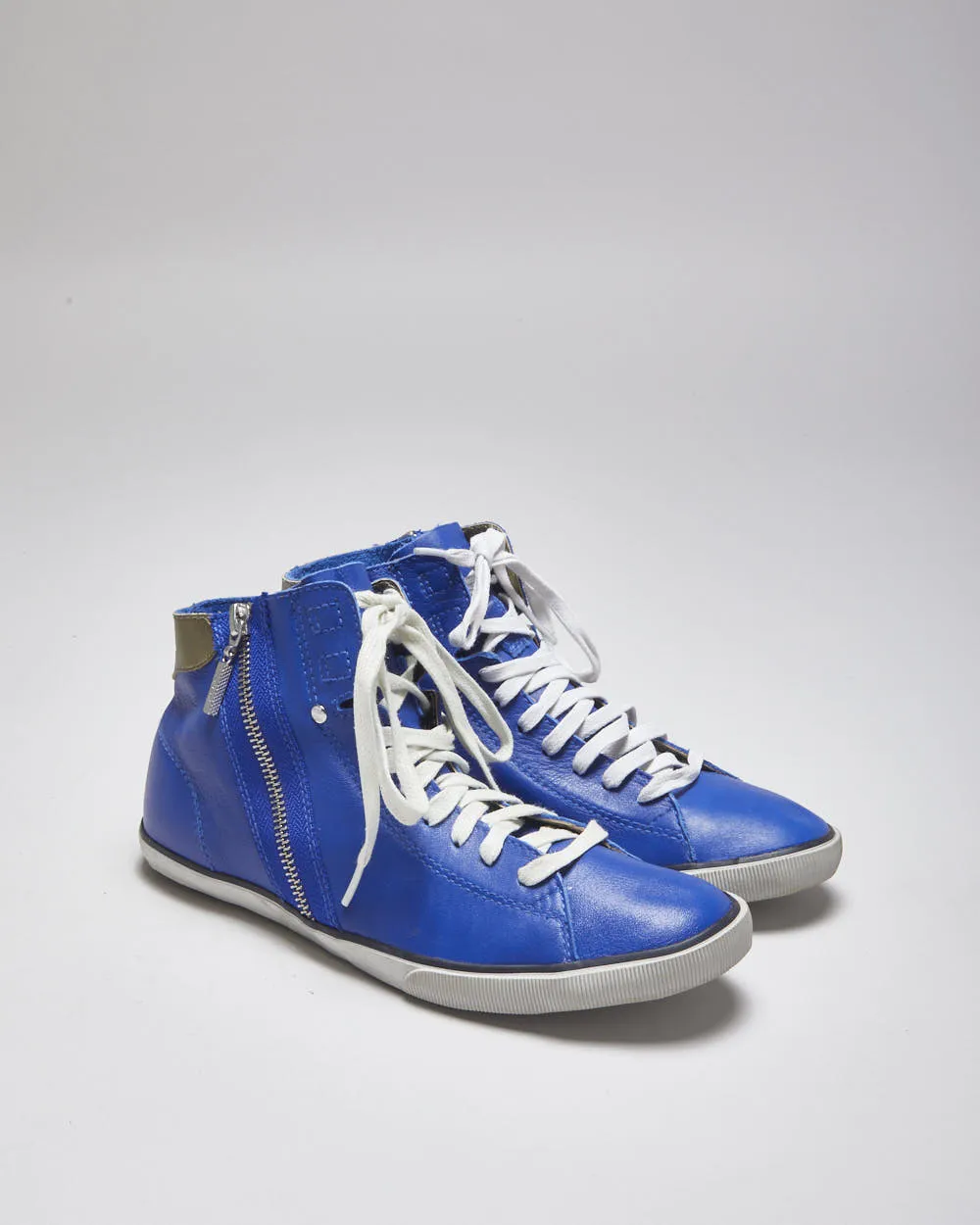 Diesel Blue Leather Trainers - UK 5 sold by Rokit