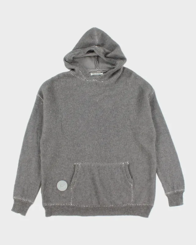 Onitsuka Tiger Grey Wool & Mohair Blend Hooded Jumper- M sold by Rokit