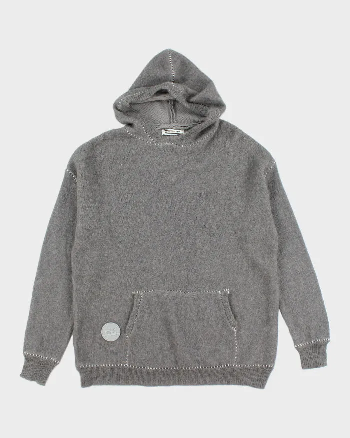 Onitsuka Tiger Grey Wool & Mohair Blend Hooded Jumper- M sold by Rokit